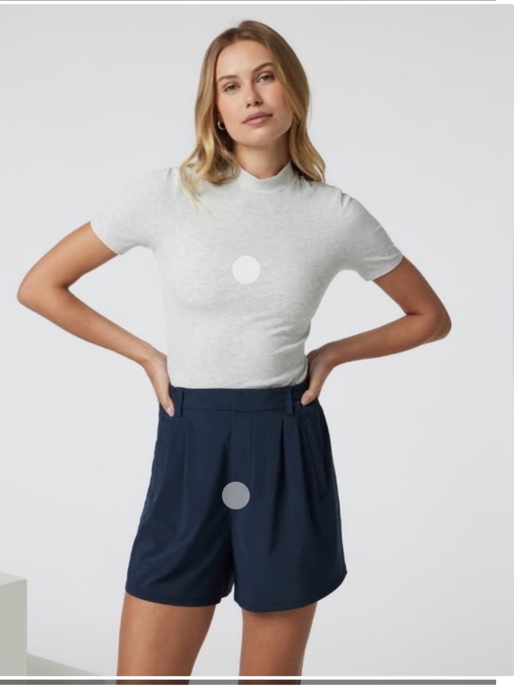 Vuori Pose Mock Neck Tee rib knit white heather grey size large